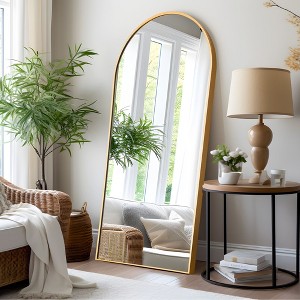 31 in W x 71 in H Black Frame Arch Aluminum Alloy Full Length Mirror Freestanding Mirror - 1 of 3