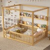 KWPZQEB Canopy Bed Frame for Kids, Solid Wood Floor Bed with Built-in Bookshelf and Guardrails, No Spring Box Needed - 2 of 4