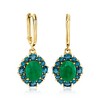 Ross-Simons 5.50 ct. t.w. Emerald and 2.80 ct. t.w. London Blue Topaz Drop Earrings in 18kt Gold Over Sterling - 3 of 4