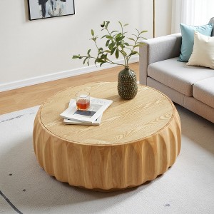 Saman Wood Sculptural Round Coffee Table - 1 of 4
