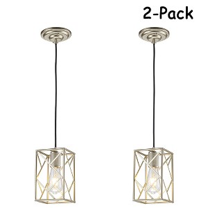 ALOADECOR Compact Black Modern Single Pendant Light Farmouse Square Ceiling Hanging Light For Kitchen Islands(2 Pack) - 1 of 4