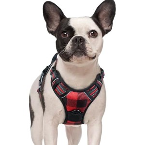 rabbitgoo Dog Harness No Pull with 2 Leash Clips, Control Handle for Small Dogs, Red Plaid, S - 1 of 1