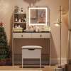 Vanity Desk with LED Light Mirror and Charging Station,Small Makeup Vanities Set with 2 Drawers - 3 of 4