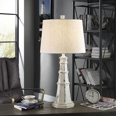 Berwyn Light House Table Lamp with Tapered Drum Shade White - StyleCraft: Polyresin Base, 3-Way Switch, UL Listed