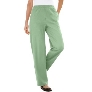 Woman Within Plus Size 7-Day Knit Ribbed Straight Leg Pant - 1 of 4