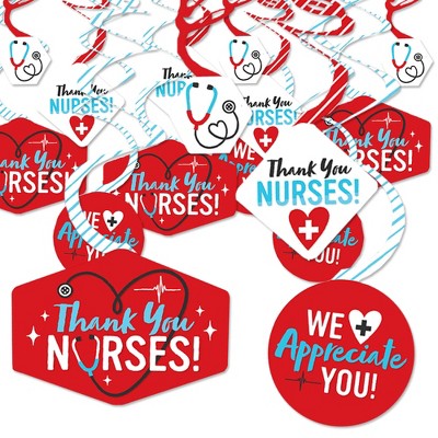 Big Dot of Happiness Thank You Nurses - Nurse Appreciation Week Hanging Decor - Party Decoration Swirls - Set of 40