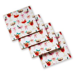 Tag Very Merry Cocktail Coaster Set of 4 - Everyday Bar Coasters, Spot or Wipe Clean, 4x4 inches, Perfect for Home Entertaining - 1 of 2