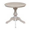 3pc Solid Wood 30"x30" Round Pedestal Dining Table and 2 Cafe Chairs Washed Gray Taupe - International Concepts - 3 of 4