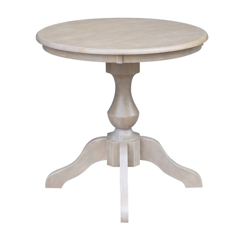 3pc Solid Wood 30&#34;x30&#34; Round Pedestal Dining Table and 2 Cafe Chairs Washed Gray Taupe - International Concepts, 4 of 12
