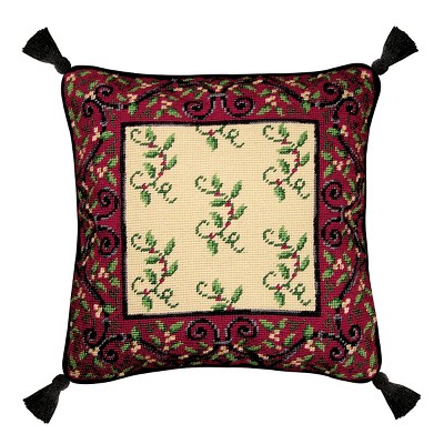 C&F Home 14" x 14" Holiday Garden Needlepoint Pillow