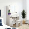 NicBex Vanity Desk with Mirror Small Vanity with Large Mirror, Modern Makeup Vanity with 2 Drawers, 5 Open Shelves for Bedroom, White - 2 of 4