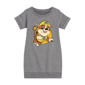- Paw Patrol - Rubble Sketch Graphic Short Sleeve Fleece Dress - 1 of 4