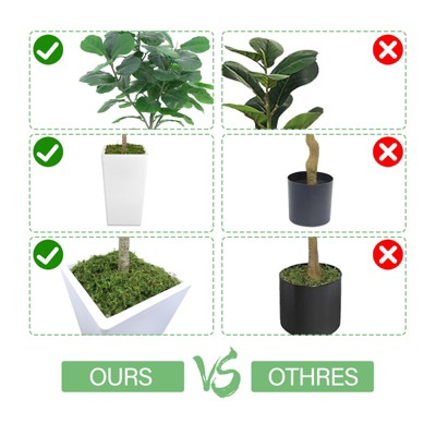 5FT Artificial Fiddle Leaf Fig Tree with White Plastic Pot