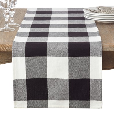 Plaid Table Runner Black - Saro Lifestyle