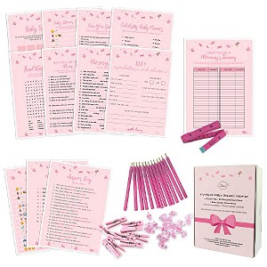 Dessie® 9 Girl Baby Shower Card Games Activity Kit with Pink Party Supplies & Decorations - 1 of 4