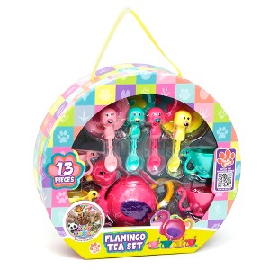 Zoo Troop: Flamingo Tea Animal Gift Set, 13 Pieces - 1 of 4