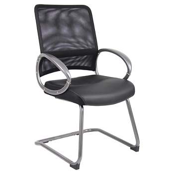 Mesh Back with Pewter Finish Guest Chair Black - Boss Office Products