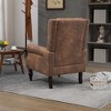 Ridstar Upholstered Modern Soft Accent & Armchair With Solid Wood Leg For Drawing Room,Study Room And Bedroom-Coffee - 4 of 4