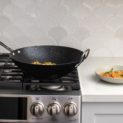 Nordic Black Ceramic Coated 14" Aluminized Steel Wok
