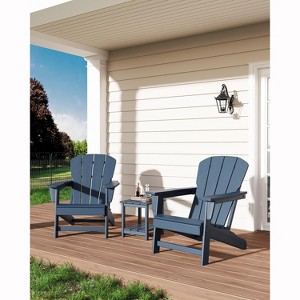 Outdoor Adirondack Chairs, HDPE Plastic Patio Chairs for All Weather, Weather-Resistant Fire Pit Chair with Wide Armrests & Slatted Back - 1 of 4
