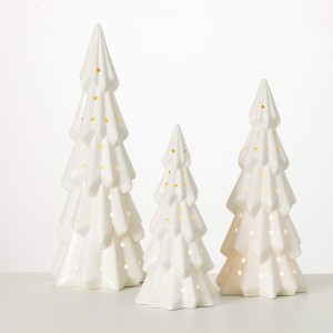 9.5"H, 12"H and 14.75"H Sullivans Lighted Christmas Tree - Set of 3, White - 1 of 3