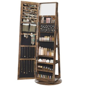 Mirror Jewelry Cabinet Organizer 360° Rotating Jewelry Armoire Storage Box - 1 of 4