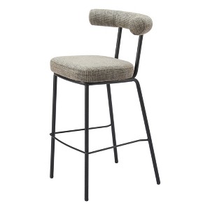 HomeRoots 30" Green and Black Chenille and Steel Low Back Bar Height Bar Chair - 1 of 4