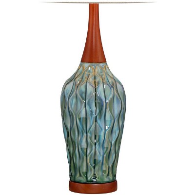 Rocco 30" Blue Teal Ceramic Mid-Century Modern Table Lamp