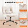 MAYEERTY Modern Home Criss Cross Legged Armless Wide Seat Wheels, Swivel Height Adjustable Comfy Computer Task Seating  Room - 4 of 4