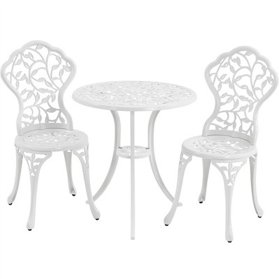 Yaheetech 3 Piece Outdoor Bistro Table Set, White