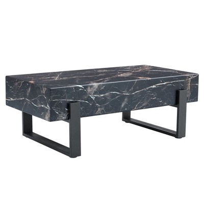NicBex 47.2 Inch Rectangle Coffee Table with Marble Patterned Tabletop,Side Center Table for Living Room,Bedroom