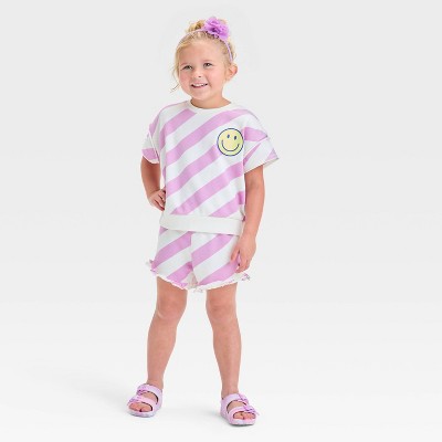 Grayson Mini Toddler Girls' Short Sleeve Striped Sweatshirt Top ...