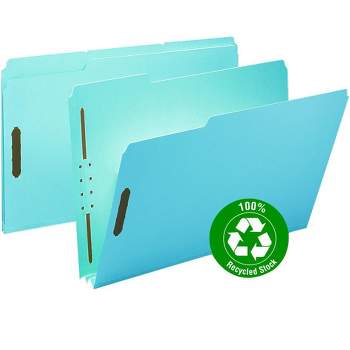 Smead 100% Recycled Pressboard Fastener File Folder, 1/3-Cut Tab, 2" Expansion, Legal Size, 25 per Box