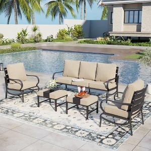 Captiva Designs 5pc Metal Patio Furniture Conversation Set with Ottomans for Garden Porch Backyard - 1 of 4
