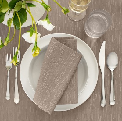 Taupe Polyester Water and Stain Resistant Table Napkins, Set of 4