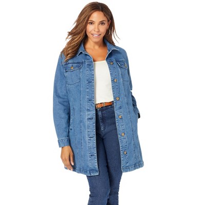 Jessica London Women's Plus Size Long Denim Jacket, 36 W - Medium ...