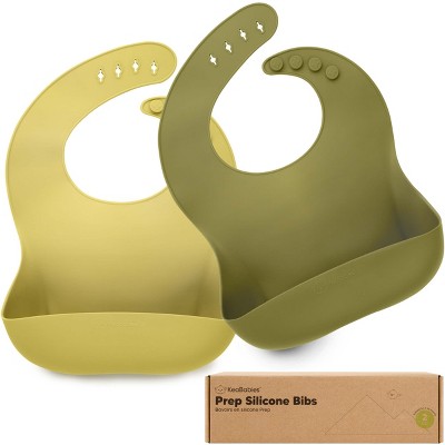 KeaBabies 2-Pack Silicone Bibs For Babies, Food Grade Silicone Baby Bibs for Eating, Feeding, Toddler Bibs, Boys, Girls
