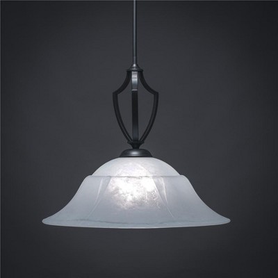 Toltec Lighting Zilo 1 - Light Pendant in  Matte Black with 20" White Marble Shade