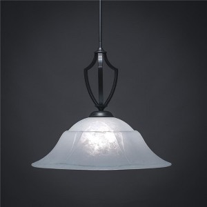 Toltec Lighting Zilo 1 - Light Pendant in  Matte Black with 20" White Marble Shade - 1 of 1