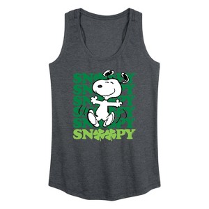 Women's - Peanuts - Snoopy Clover Dance Graphic Racerback Tank - 1 of 4