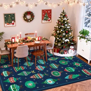 Funny Print Christmas Area Rugs for Living Room Washable Xmas Rug Holiday Decor Soft Non Slip Indoor Floor Carpet for Bedroom, Dining Table, Office - 1 of 4