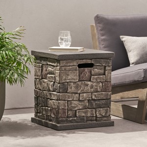 GDFStudio Troy Outdoor Lightweight Concrete Propane Tank Cover, Stone Finish - 1 of 4