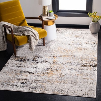 Amalfi 8' x 10' Gold and Cream Abstract Wool Rug