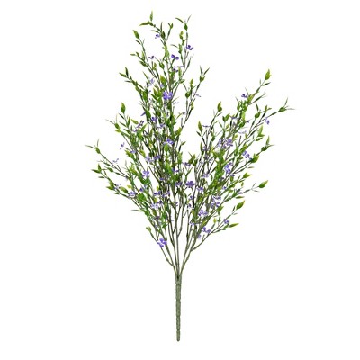 Vickerman 22" Artificial UV Coated Bush with Mini Purple Flowers and Greenery.