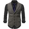 Lars Amadeus Men's Peaked Lapel Slim Fit Sleeveless Formal Houndstooth Waistcoat - 2 of 4