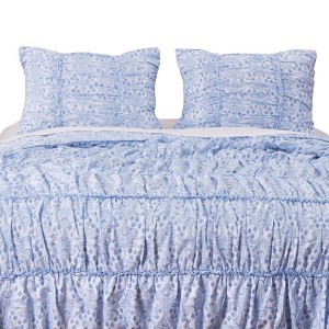 Helena Ruffle Whimsical Cotton Pillow Sham Blue by Greenland Home Fashion - 1 of 4