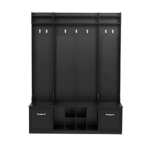 OUTSUPPLY Wide Entryway Bench with Coat Rack, 7 Hooks, 2 Drawers & Adjustable Shelves - 1 of 4