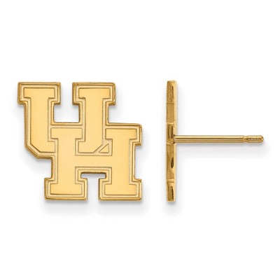 Black Bow Jewelry 14k Yellow Gold Houston Cougars NCAA Post Earrings