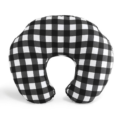 The Peanutshell Nursing Pillow for Breastfeeding, Black and White Buffalo Plaid