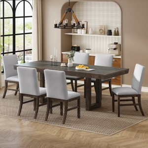 7-Piece Dining Set for 6 Person,72" Extendable Dining Table with Butterfly Leaf and 6 Upholstered Dining Chairs for Dining Room-Tanpinhause - 1 of 4